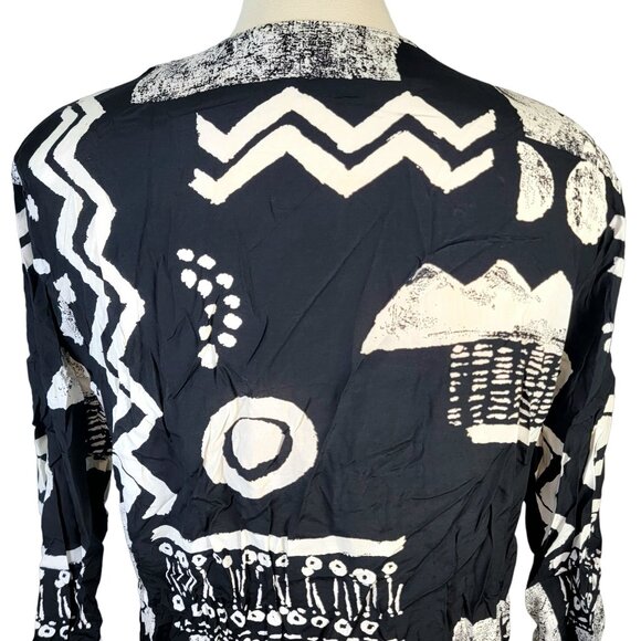 Vintage 80s Button Blouse Women Plus 22W Black White Shirt Top Formal Work Fall - Picture 9 of 16